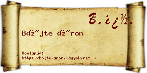 Böjte Áron névjegykártya