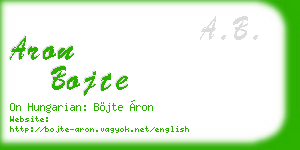 aron bojte business card